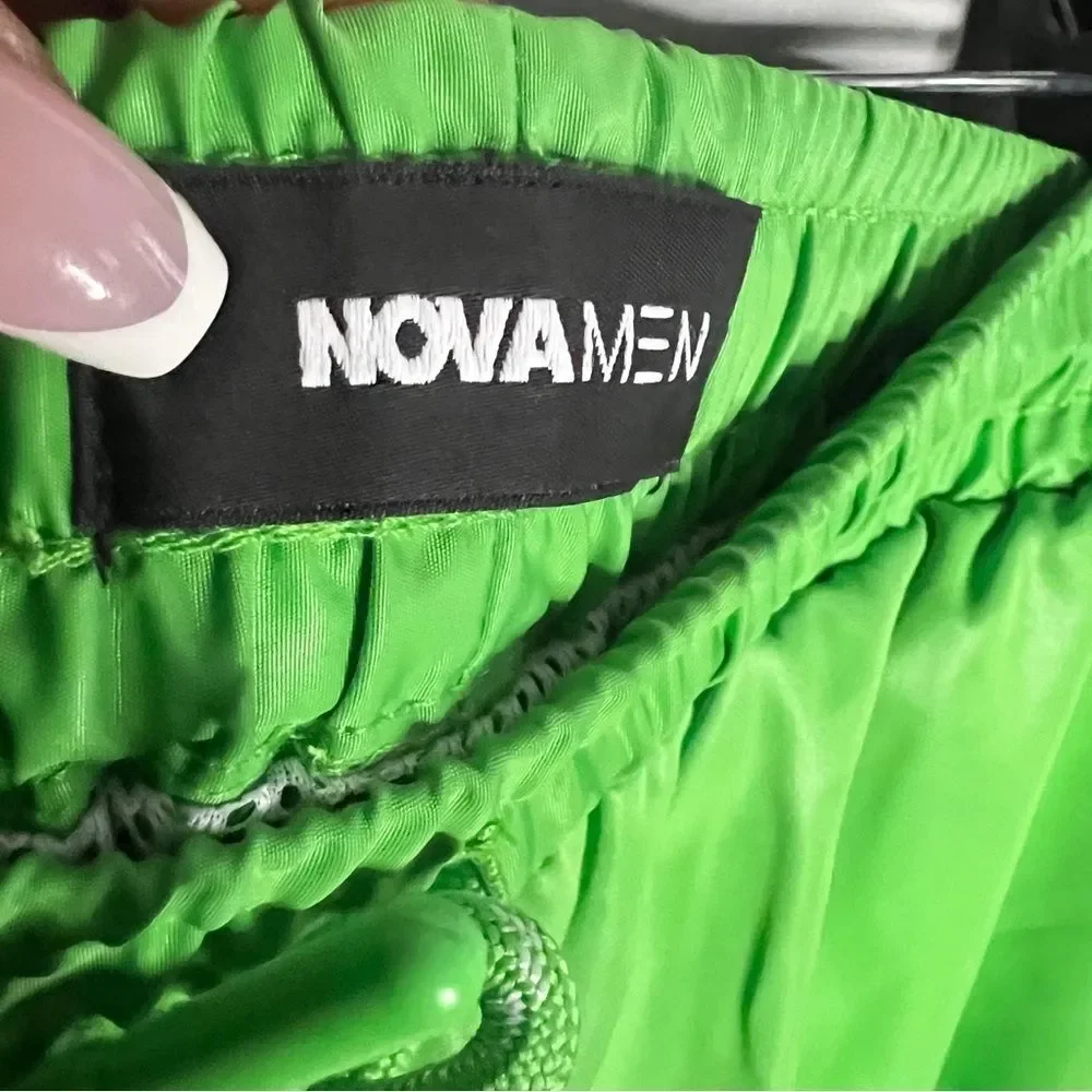 Bundle (2) Fashion Nova Men's Swim Trunks Checkered Past and Solid Green Size XL